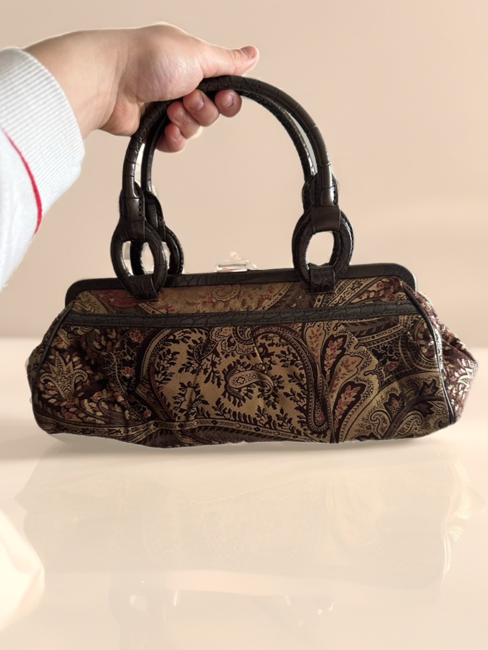 Vintage Antonio Melani  Brown Paisley Top-Handle Bag